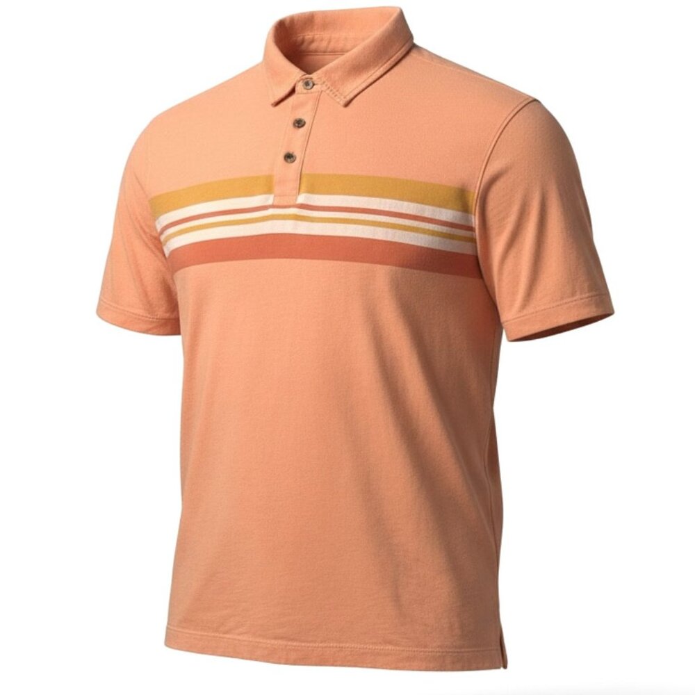 Even Tide Striped Men's Polo Shirt Peach Size Large